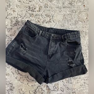 black jean shorts